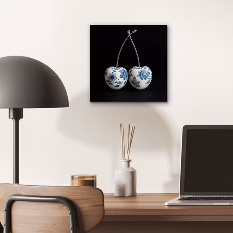 Kersen - Delfts blauw - Fruit aluminium wit klein -sfeer5