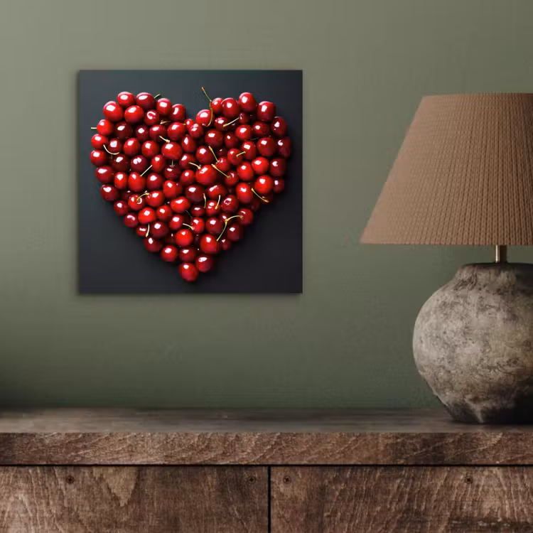 Kersen - Hart - Rood - Zwart aluminium wit klein -sfeer2