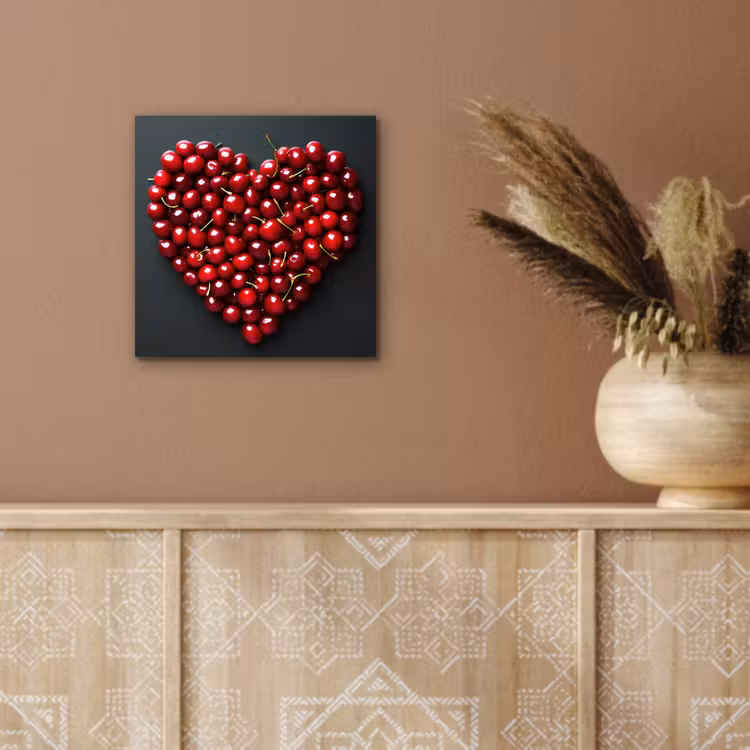 Kersen - Hart - Rood - Zwart aluminium wit klein -sfeer4