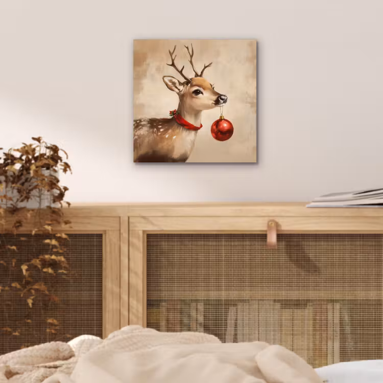 Kerst - Hert - Gewei - Kerstbal - Rendier aluminium wit klein -sfeer3