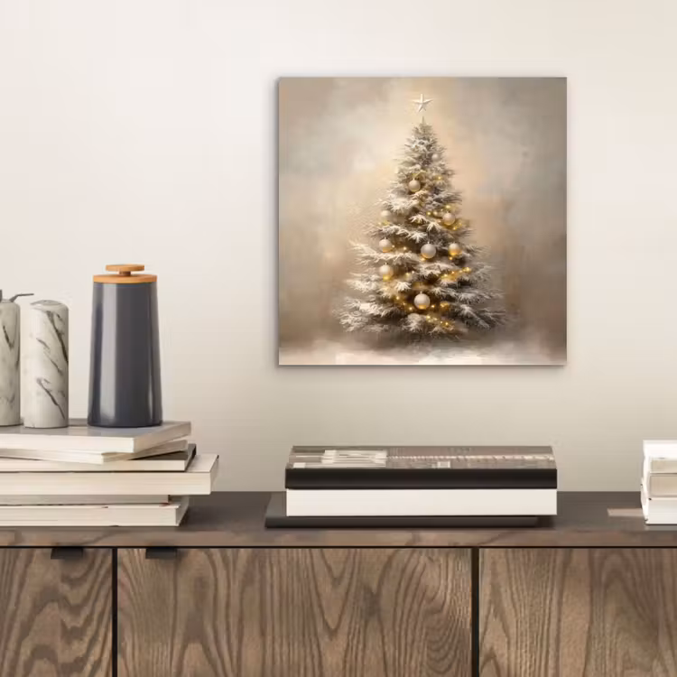 Kerst - kerstboom - Sneeuw - Art aluminium wit klein -sfeer1