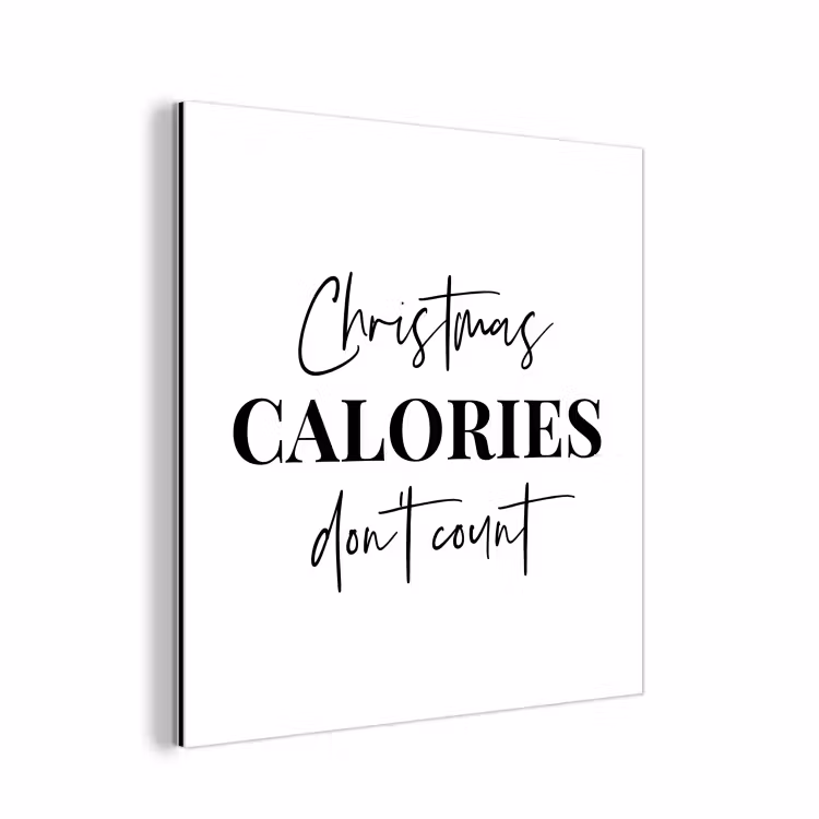 Kerst quote - Winter - Christmas calories - Wit aluminium wit klein -3d