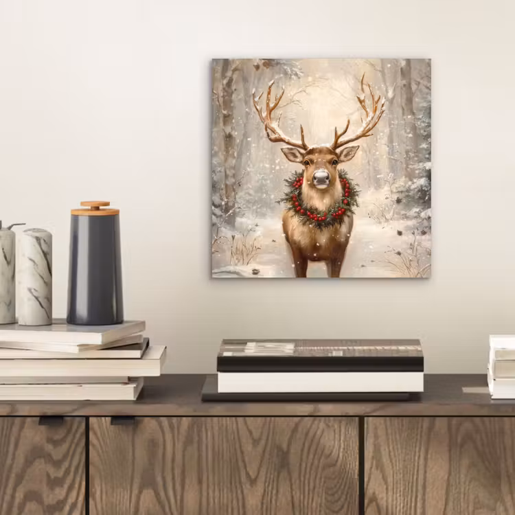 Kerst - Rendier - Winter - Krans aluminium wit klein -sfeer1