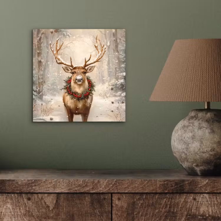 Kerst - Rendier - Winter - Krans aluminium wit klein -sfeer2