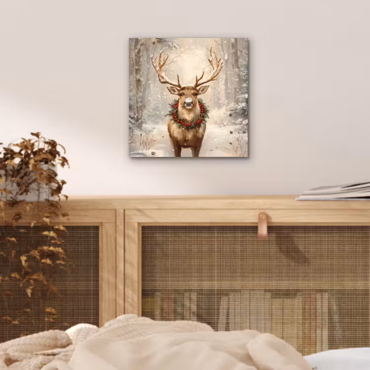 Kerst - Rendier - Winter - Krans aluminium wit klein -sfeer3