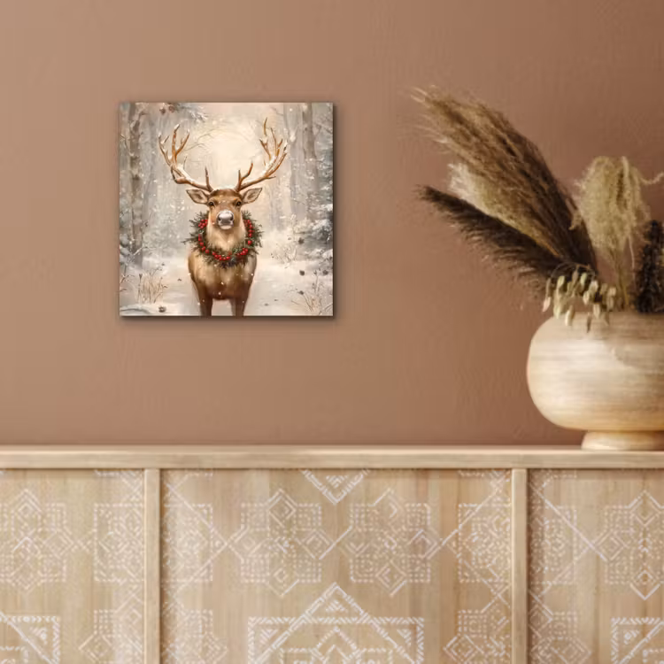 Kerst - Rendier - Winter - Krans aluminium wit klein -sfeer4