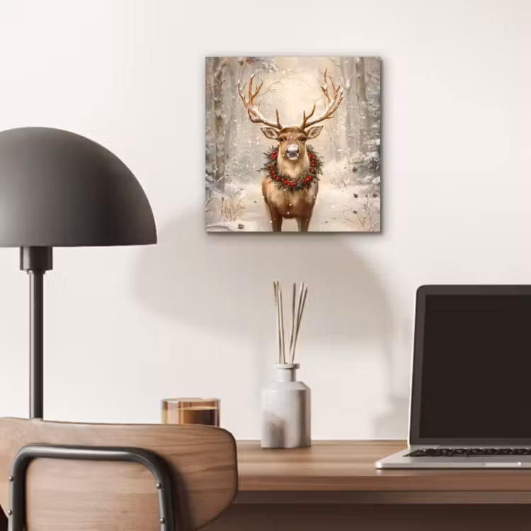 Kerst - Rendier - Winter - Krans aluminium wit klein -sfeer5