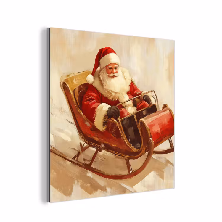 Kerst - Slee - Kerstman aluminium wit klein -3d