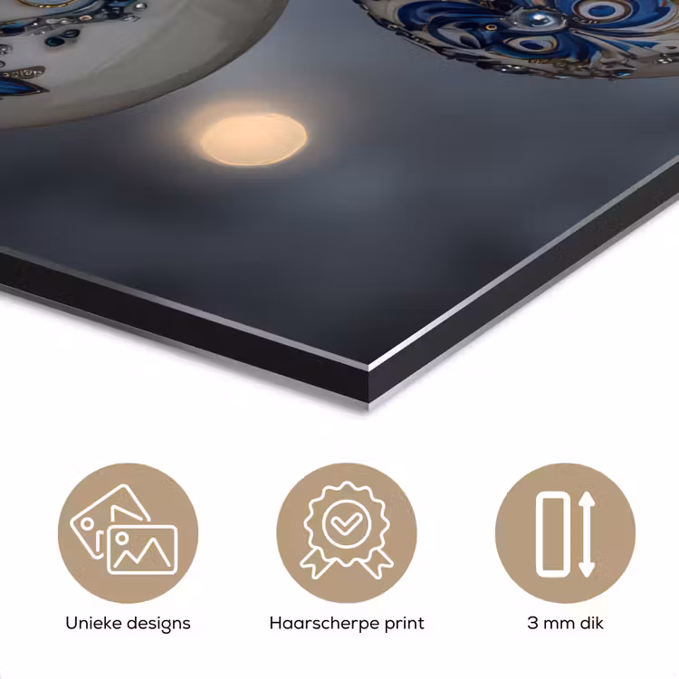 Kerstbal - Versierd - Blauw aluminium wit klein -closeup_NL