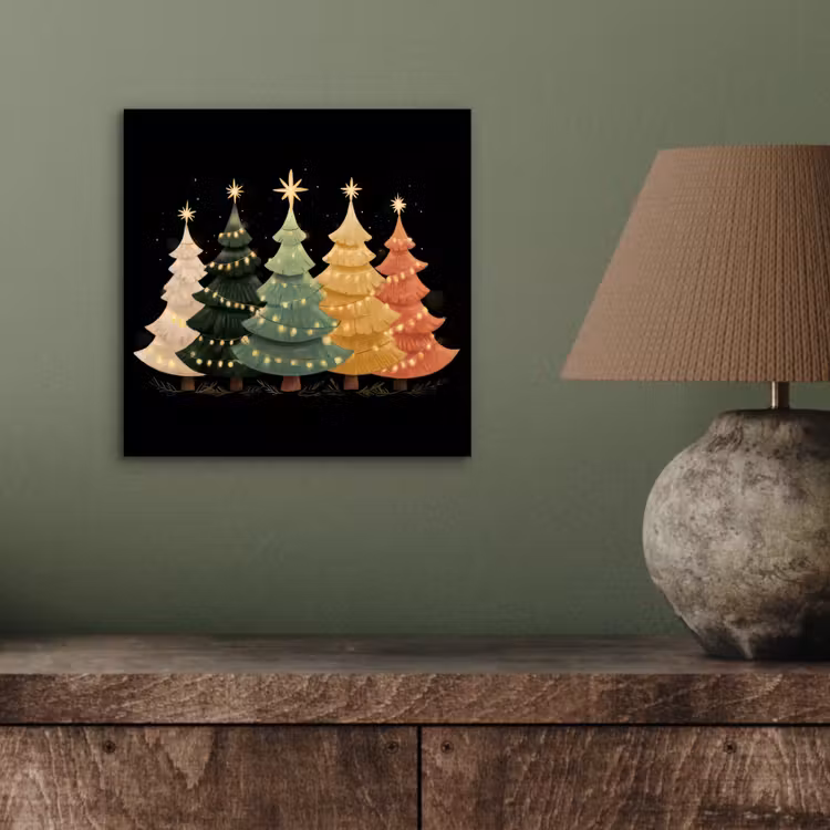 Kerstbomen - Kleurrijk - Lichtjes - Ster aluminium wit klein -sfeer2