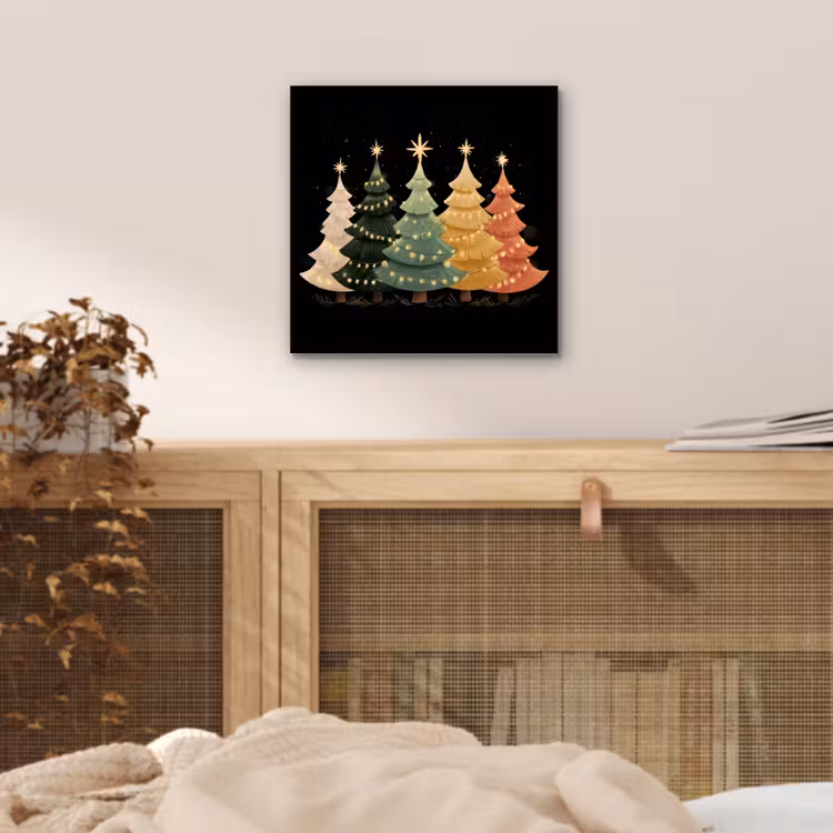 Kerstbomen - Kleurrijk - Lichtjes - Ster aluminium wit klein -sfeer3