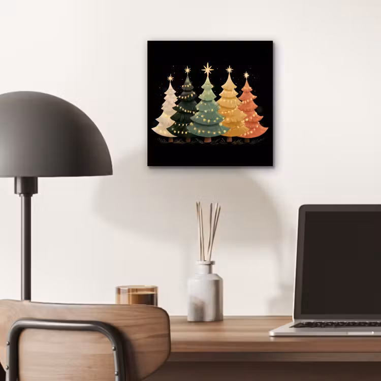 Kerstbomen - Kleurrijk - Lichtjes - Ster aluminium wit klein -sfeer5