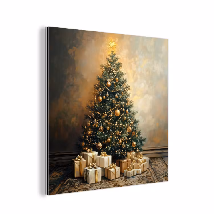 Kerstboom - Cadeaus - Goud aluminium wit klein -3d