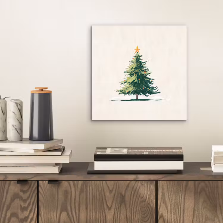 Kerstboom - Illustratie - Ster - Sneeuw aluminium wit klein -sfeer1