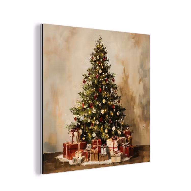 Kerstboom - Versierd - Kleurrijk aluminium wit klein -3d