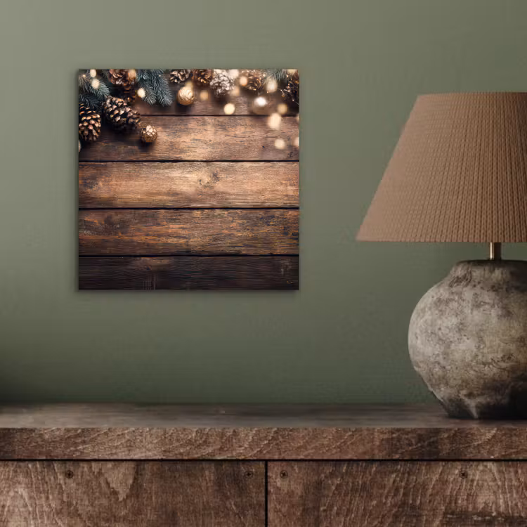 Kerstdecoratie - Houten - Dennenappel - Bruin aluminium wit klein -sfeer2