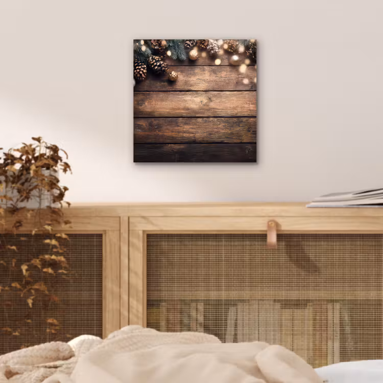 Kerstdecoratie - Houten - Dennenappel - Bruin aluminium wit klein -sfeer3