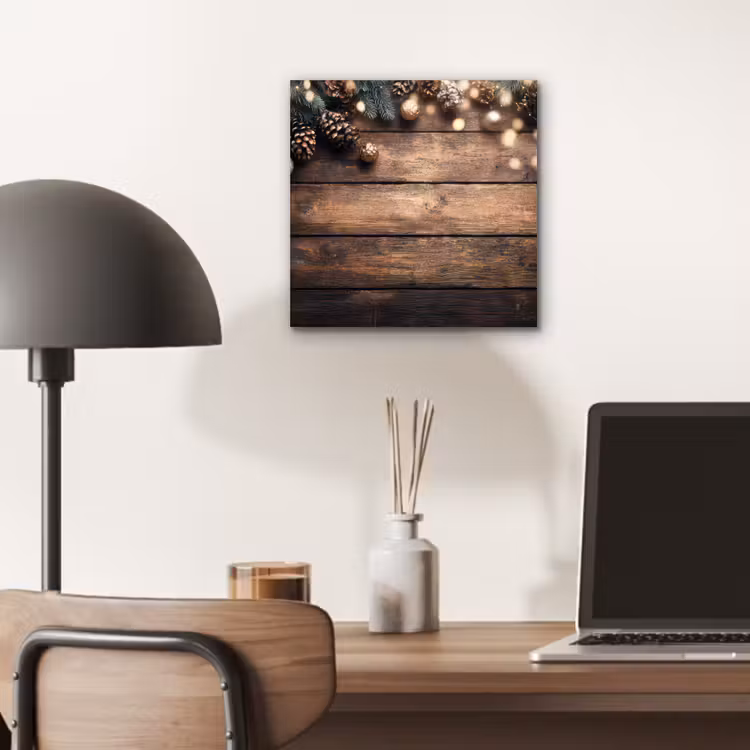 Kerstdecoratie - Houten - Dennenappel - Bruin aluminium wit klein -sfeer5