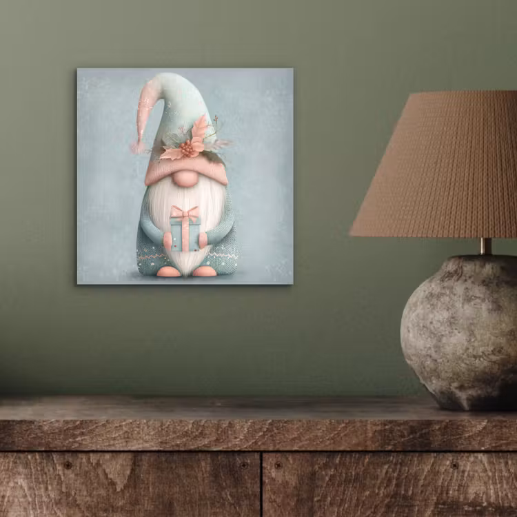 Kerstgnome - Cadeau - Groen aluminium wit klein -sfeer2