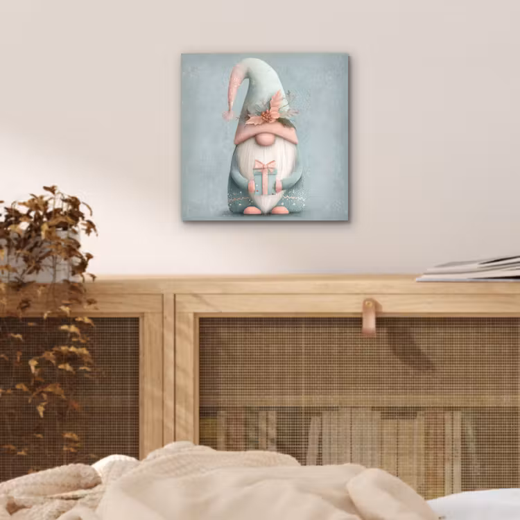 Kerstgnome - Cadeau - Groen aluminium wit klein -sfeer3