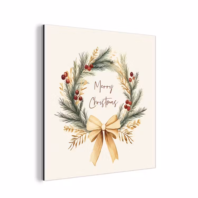 Kerstkrans - Kerst - Goud - Beige aluminium wit klein -3d