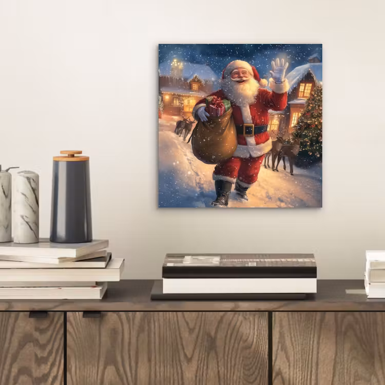 Kerstman - Dorp - Hert - Donker aluminium wit klein -sfeer1