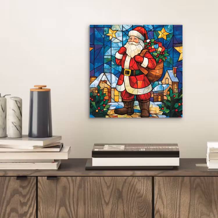 Kerstman - Glas - Kleurrijk aluminium wit klein -sfeer1