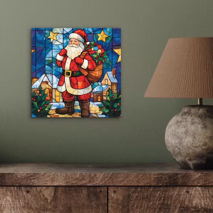 Kerstman - Glas - Kleurrijk aluminium wit klein -sfeer2