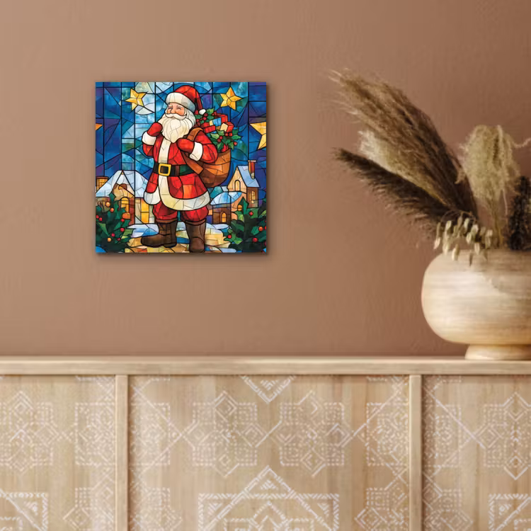 Kerstman - Glas - Kleurrijk aluminium wit klein -sfeer4