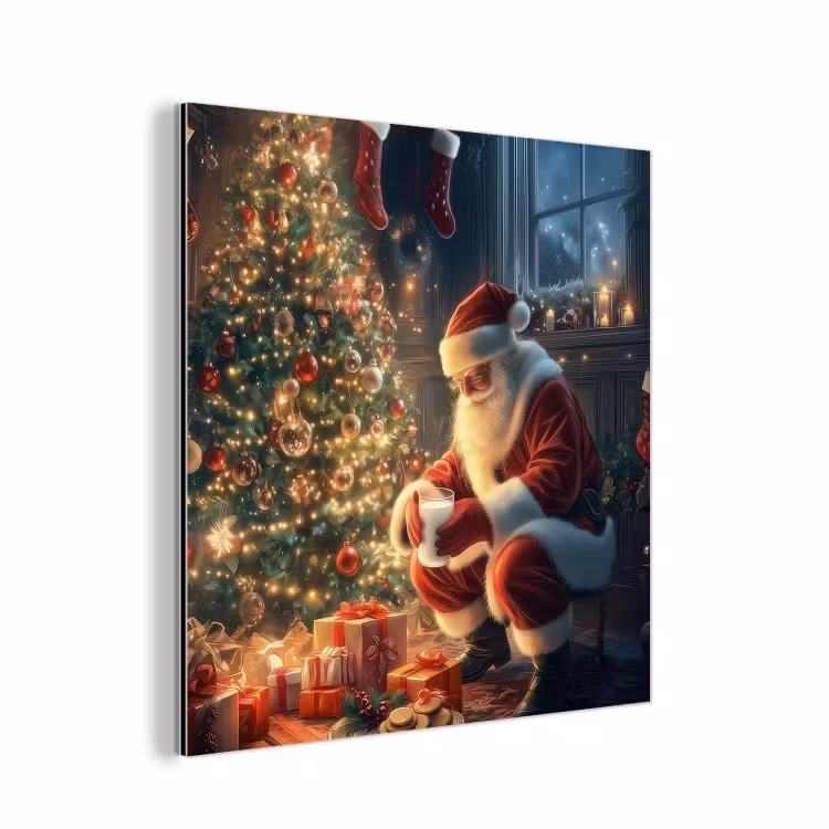 Kerstman - Haard - Donker aluminium wit klein -3d