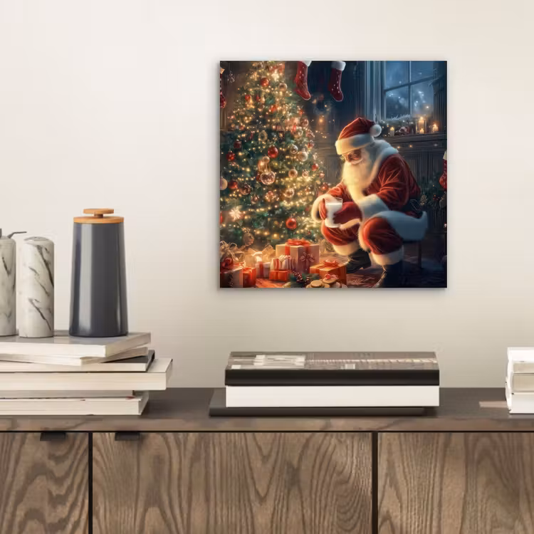 Kerstman - Haard - Donker aluminium wit klein -sfeer1