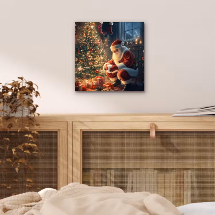 Kerstman - Haard - Donker aluminium wit klein -sfeer3