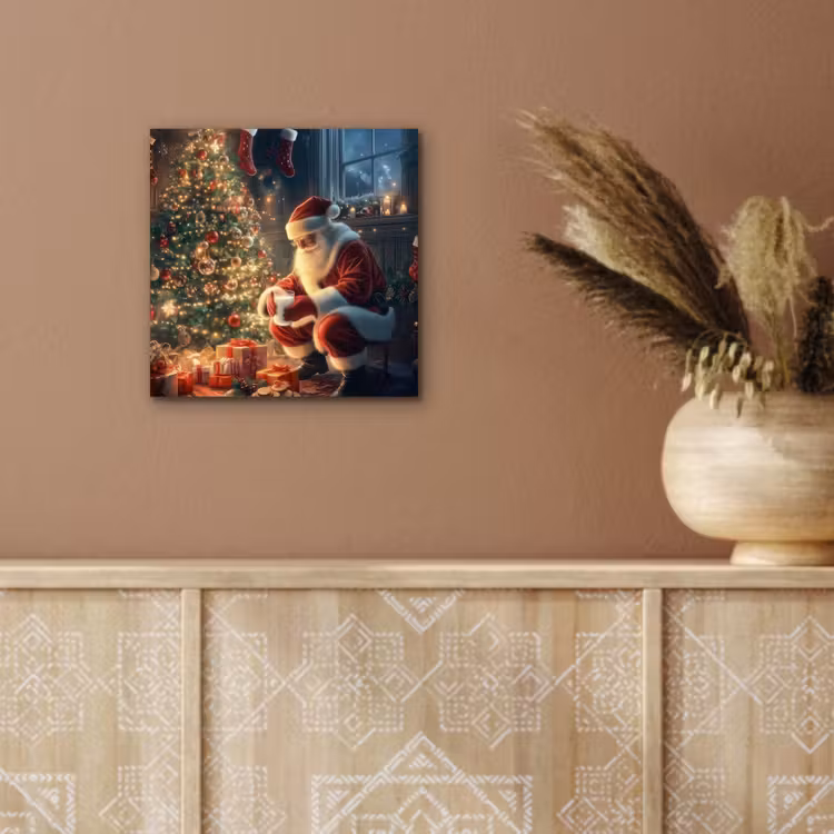 Kerstman - Haard - Donker aluminium wit klein -sfeer4