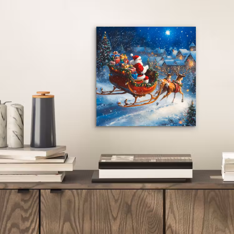 Kerstman - Rendier - Kerst - Sneeuw aluminium wit klein -sfeer1