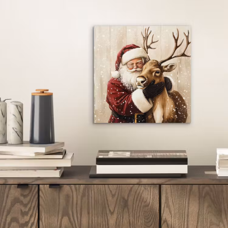 Kerstman - Rendier - Sneeuw - Kleurrijk aluminium wit klein -sfeer1
