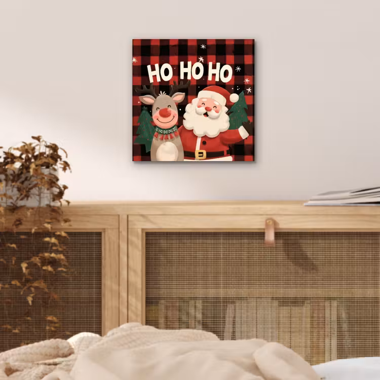 Kerstman - Rendier - Tekst - Rood - Zwart aluminium wit klein -sfeer3
