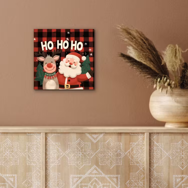 Kerstman - Rendier - Tekst - Rood - Zwart aluminium wit klein -sfeer4