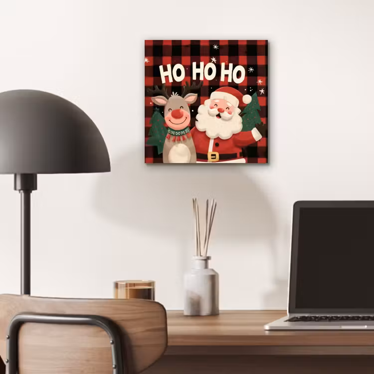 Kerstman - Rendier - Tekst - Rood - Zwart aluminium wit klein -sfeer5