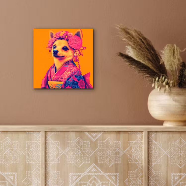 Kimono - Hondje - Bloemenkroon - Oranje aluminium wit klein -sfeer4