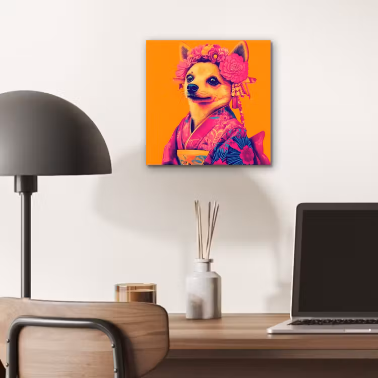 Kimono - Hondje - Bloemenkroon - Oranje aluminium wit klein -sfeer5
