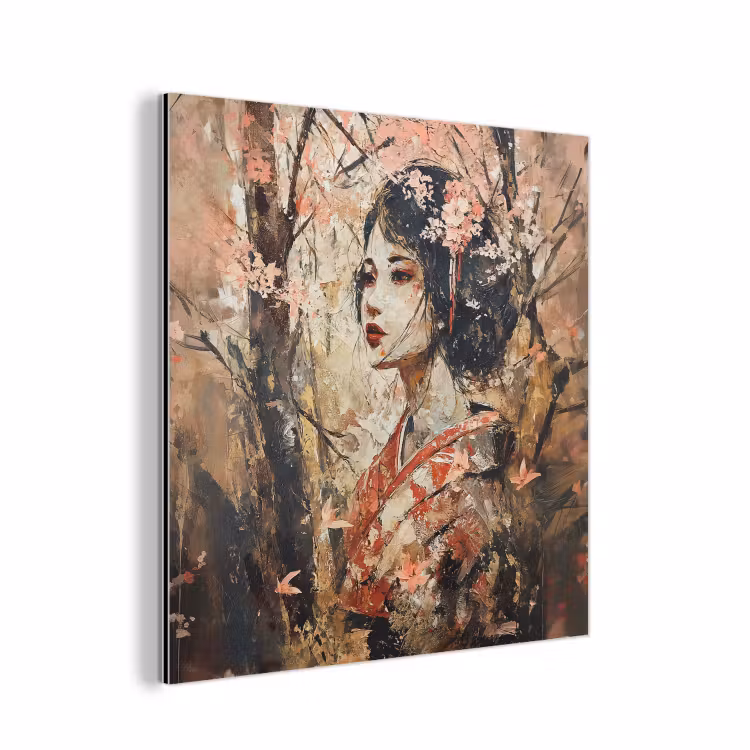 Kimono - Vrouw - kersenbomen aluminium wit klein -3d