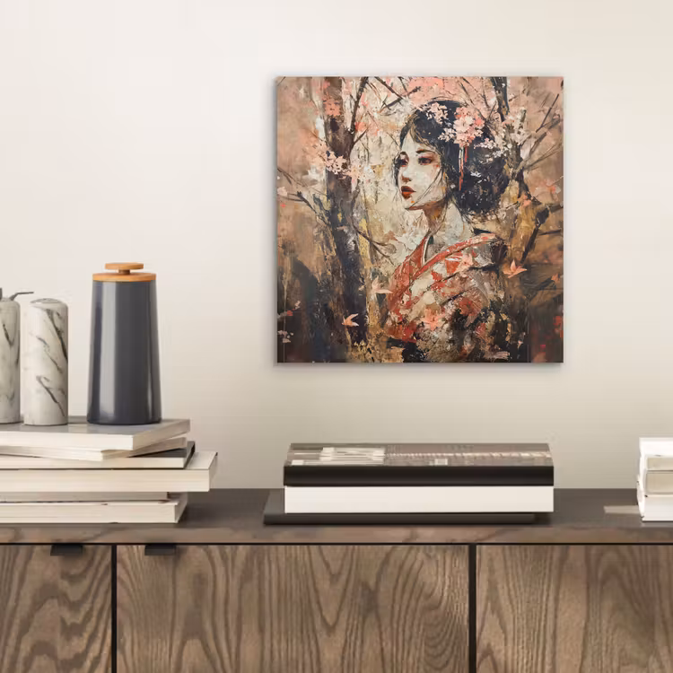 Kimono - Vrouw - kersenbomen aluminium wit klein -sfeer1