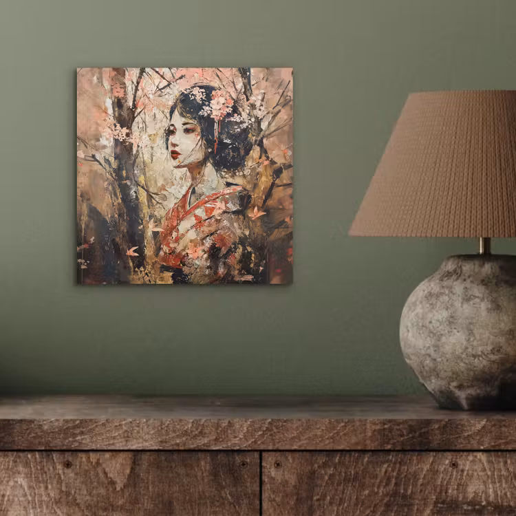 Kimono - Vrouw - kersenbomen aluminium wit klein -sfeer2