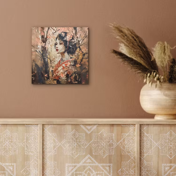 Kimono - Vrouw - kersenbomen aluminium wit klein -sfeer4