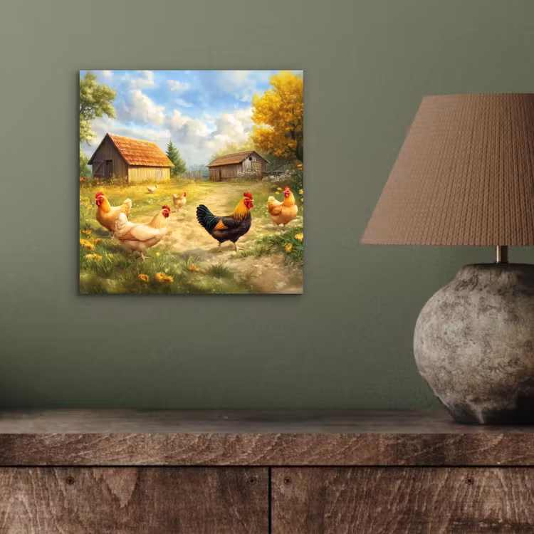 Kippen - Landelijke rust - Natuur aluminium wit klein -sfeer2