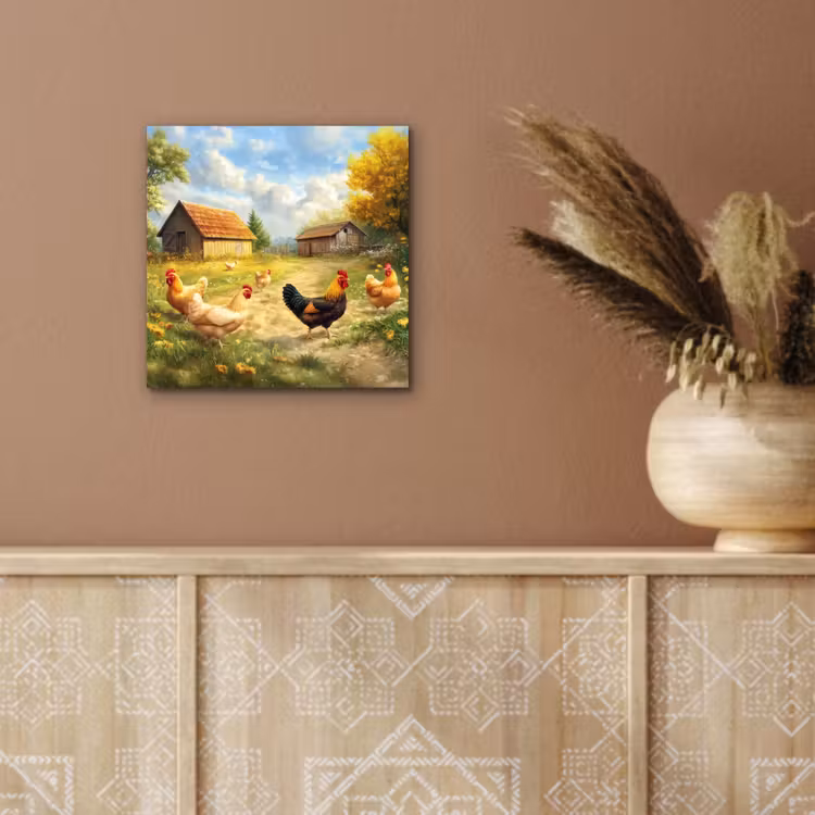 Kippen - Landelijke rust - Natuur aluminium wit klein -sfeer4