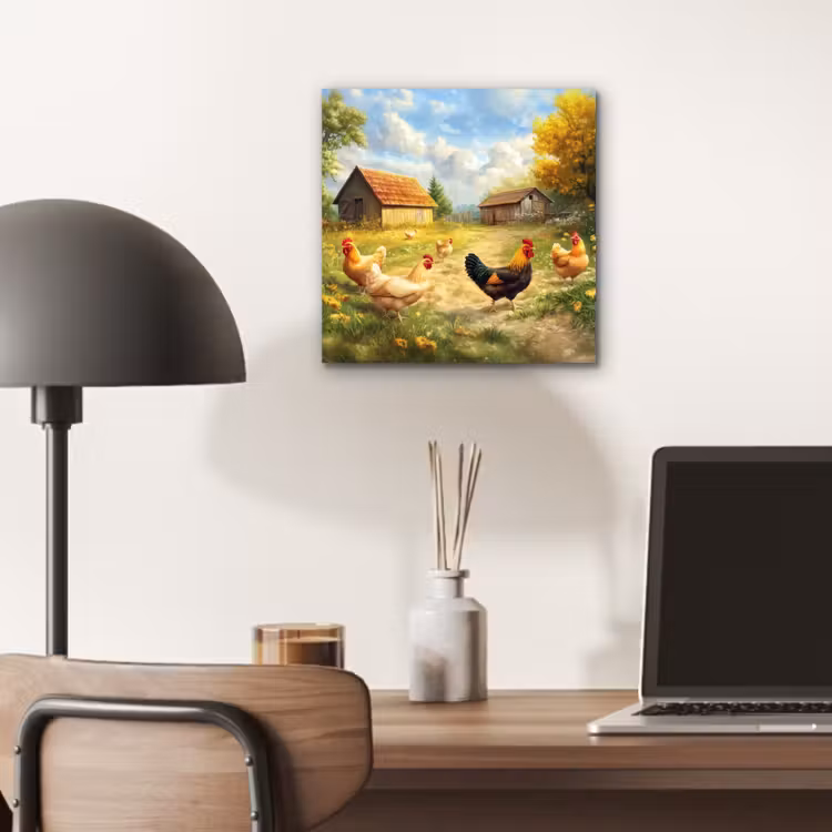 Kippen - Landelijke rust - Natuur aluminium wit klein -sfeer5