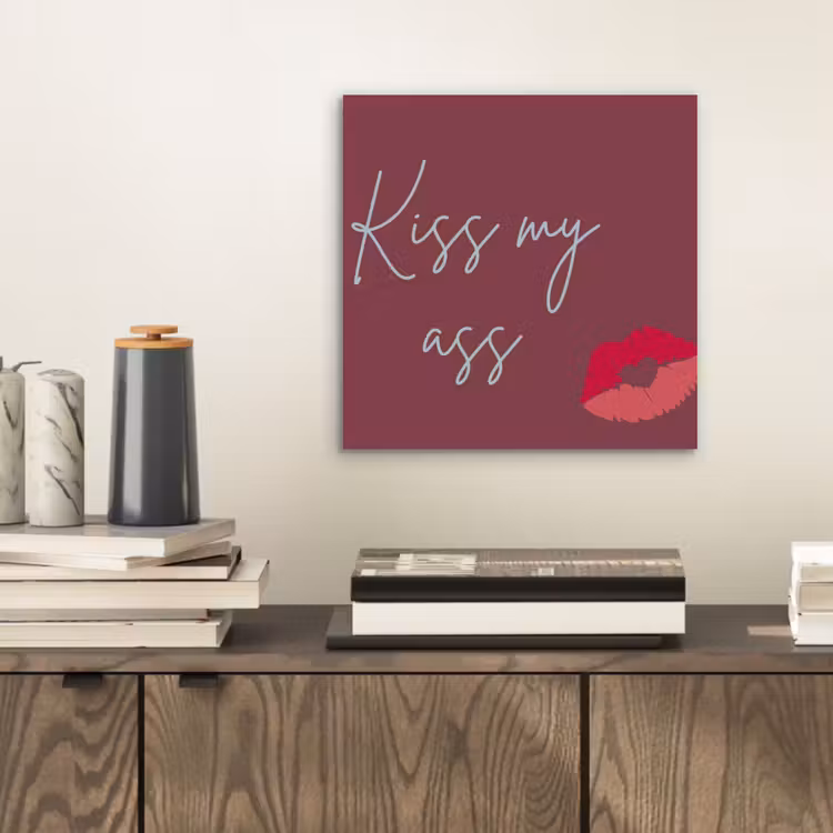 Kiss my ass - Lip - Bordeaux aluminium wit klein -sfeer1