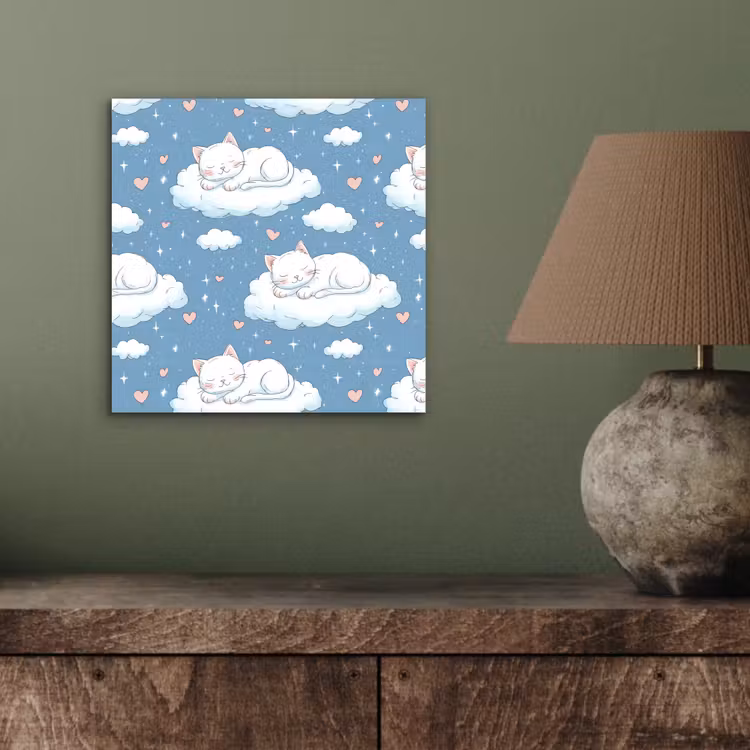 Kitten - Wolken - Blauw aluminium wit klein 46 -sfeer2