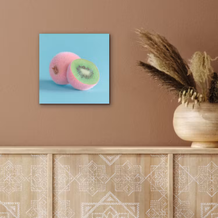 Kiwi - Blauw - Surrealistisch aluminium wit klein -sfeer4